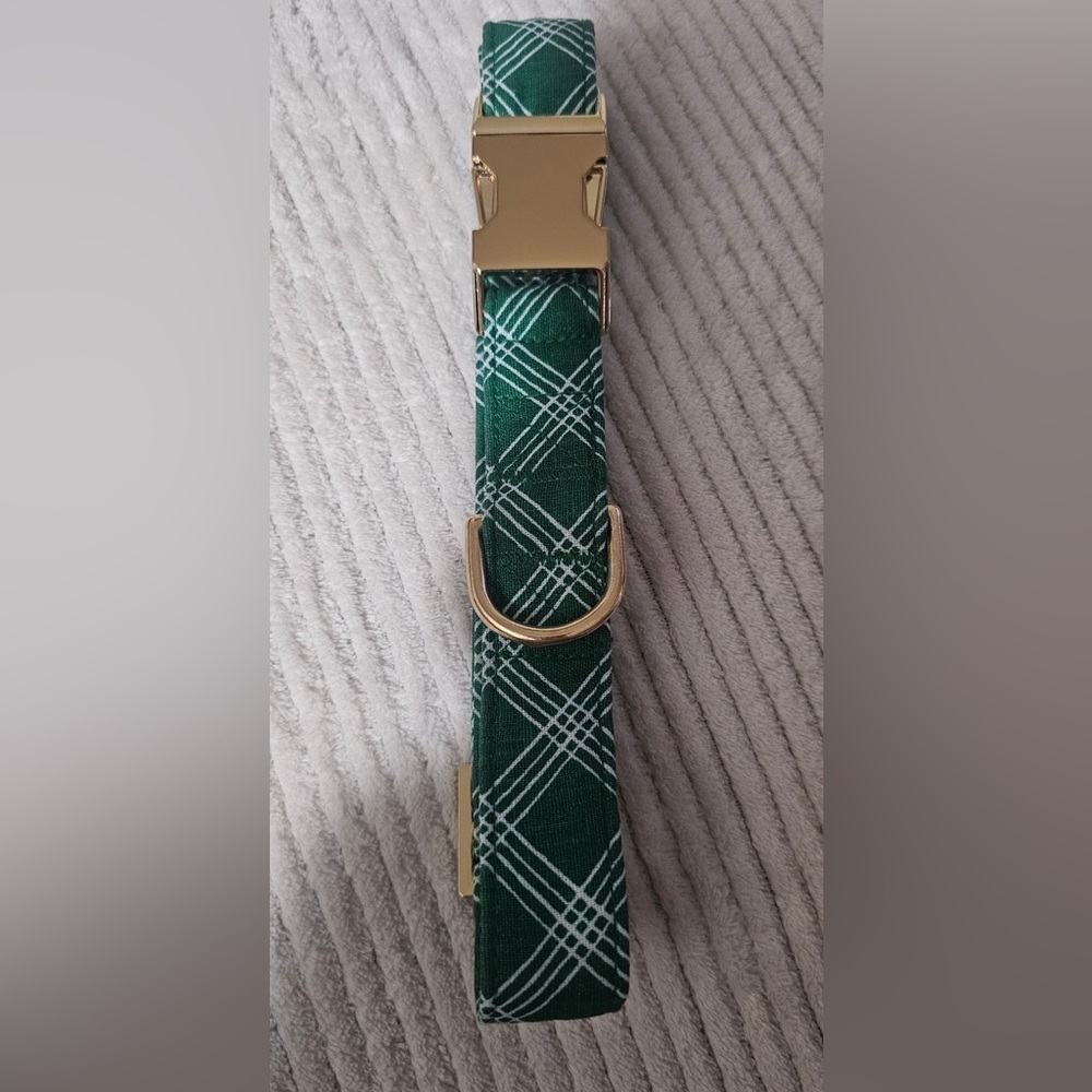 The Foggy Dog Green Plaid Dog Collar (L)